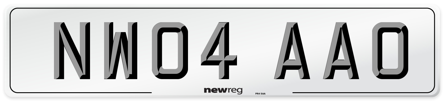 NW04 AAO Number Plate from New Reg